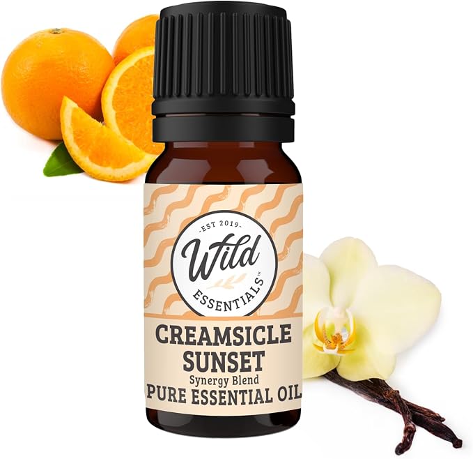 Wild Essentials Creamsicle Sunset 100% Pure Essential Oil Synergy Blend, 10ml, Therapeutic Grade, Use for Mood Boost, Motivation, Happiness, Optimism, Made and Bottled in The USA