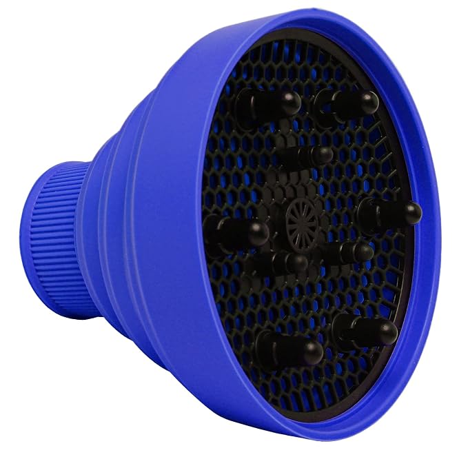 Universal Collapsible Hair Dryer Diffuser Attachment-Foldable Portable Travel and Easy Storage Fit Most Hair Dryers with Nozzle Diameter D-1.575Inch to 1.968 Inch (4-5cm)- Dark Blue