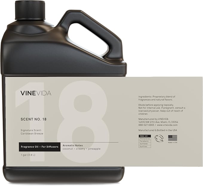 VINEVIDA Caribbean Breeze Fragrance Oil for Cold Air Diffusers - [128 Fl Oz] - Essential Oils for Diffuser Oil Refill & Air Freshener Room Spray