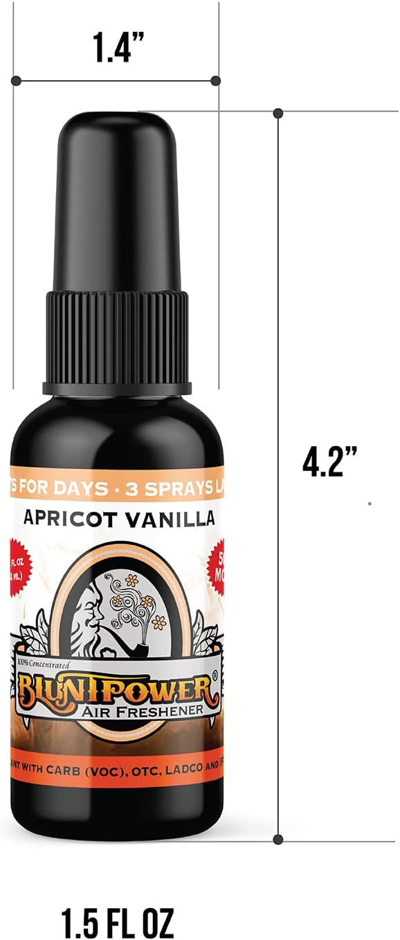 BluntPower (Apricot Vanilla, 1 Pack) Concentrated Odor Eliminator & Diffuser Oil - Room Deodorizer, Odor Eliminator, Air Freshener - Premium Oil Based Air Freshener