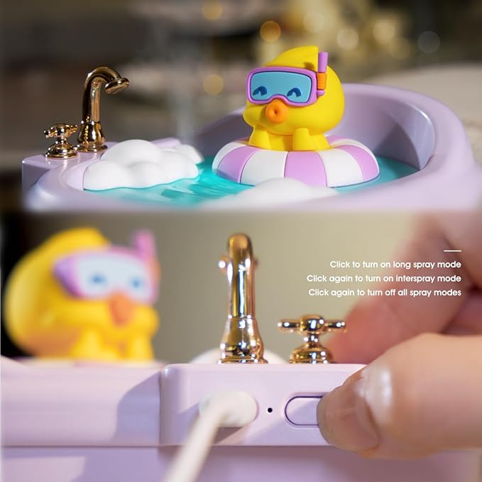 Small Mini Humidifier,Top Fill 340ml Portable Desktop Humidifier Diffuser with Cool Mist, 20db Quiet 7 LED Light Auto Shut off for Travel,Bedroom,Plants,Home,Office,Nursery,Women (Purple)
