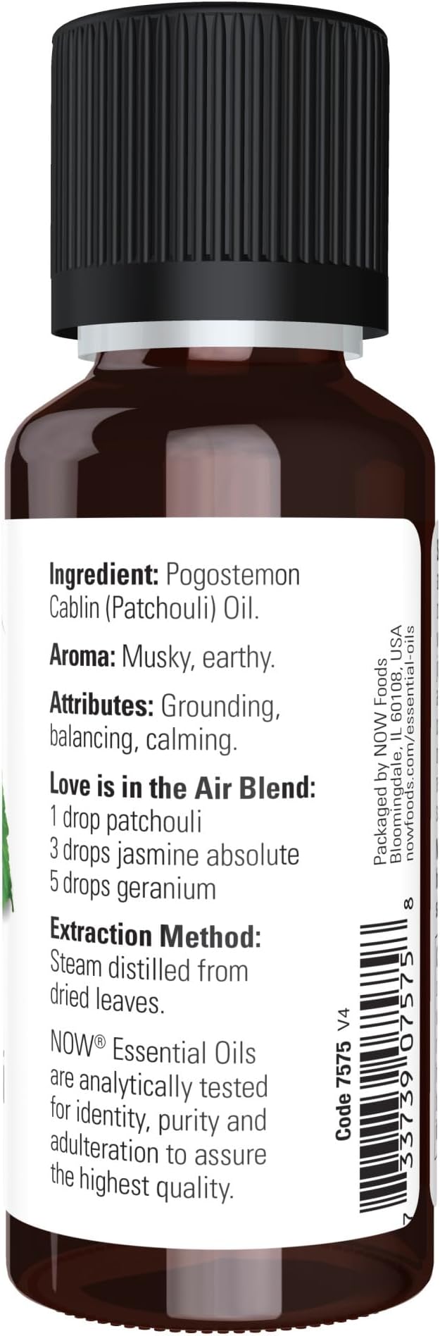 NOW Foods Essential Oils, Patchouli Oil, Earthy Aromatherapy Scent, Steam Distilled, 100% Pure, Vegan, Child Resistant Cap, 1-Ounce (Pack of 2)