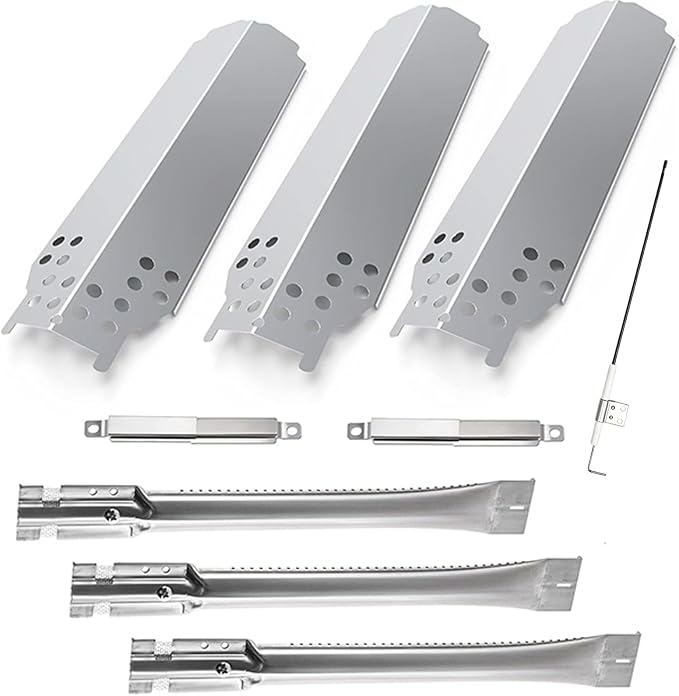 Grill Parts for Charbroil Classic 360 3-Burner 463672717 463672817 463773717 G320-0200-W1A G215-0203-W1, Burner and Heat Plates Kit for American Gourmet 3-Burner 465735621
