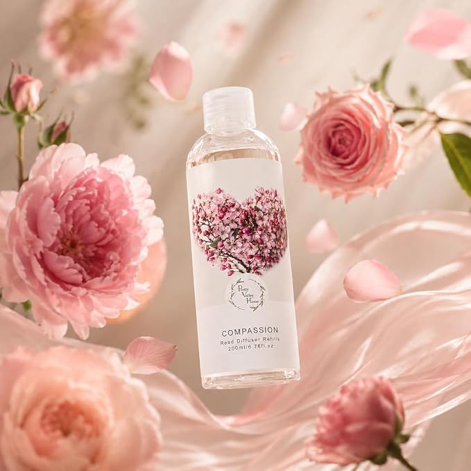 Reed Diffuser Refill, Peony & Rose Scented Oil 6.76 fl.oz / 200ml, Home Fragrance for Bedroom, Bathroom, Office Decor
