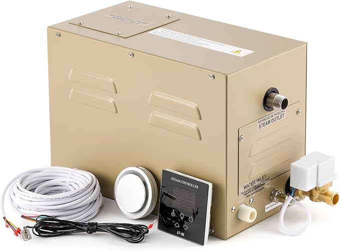 Steam Shower Generator Kit 3KW for Bath Sauna SPA, Self-draining System, Aromatherapy Steam Head, LED Waterproof Controller, 12-Hour Timer 77-131℉ For Home Commercial Use