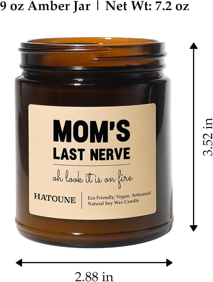 Lavender & Sage Scented Soy Candle, Mom's Last Nerve - Oh Look It is On Fire, Made in USA, Hand Crafted, 40-50 Hour Burn Time, 7.2 oz Amber Jar