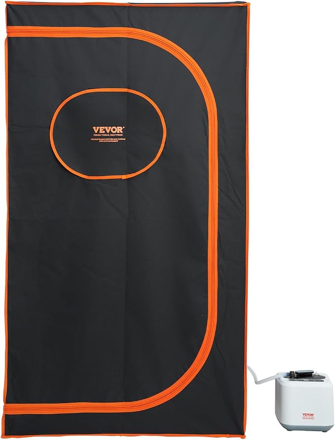 VEVOR Portable Steam Sauna Tent Full Size, 1000W Personal Sauna Kit for Home Spa, Detoxify & Soothing Heated Body Therapy, Time & Temperature Remote Control with Floor Mat
