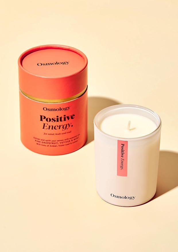 Positive Energy Aromatherapy Candle – Grapefruit, Peppermint & Lemon Scented Candle, Plant-Based Wax, 7 oz, 45 Hour Burn Time, Uplifting & Refreshing Candle