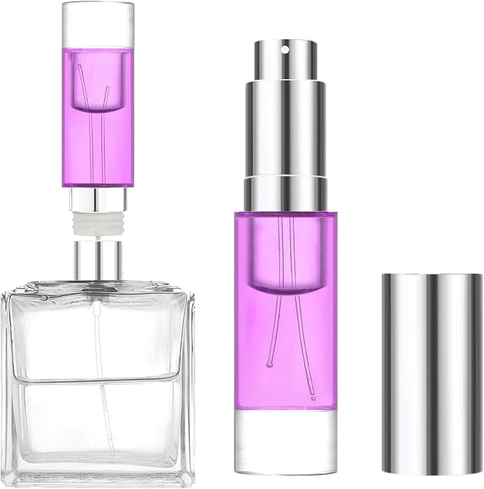 MUB Perfume Travel Refillable Atomizer Bottle 5ml Glass Overmolding Unique Top-Filling Leak-Proof Spray Bottle Atomizer Sprayer for Perfume Cologne Mini Travel Size Empty Pocket Portable - purple