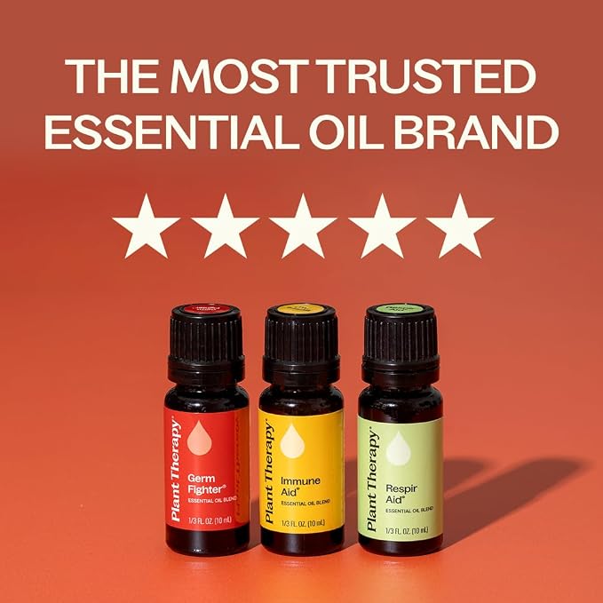Plant Therapy Wellness Essential Oil Set, 3-Pack of 10 MLS (1/3 oz), Pure Essential Oil Blends: Germ Fighter, Immune Aid & Respir Aid, Great for Immune Support, Respiratory Relief & Seasonal Wellness