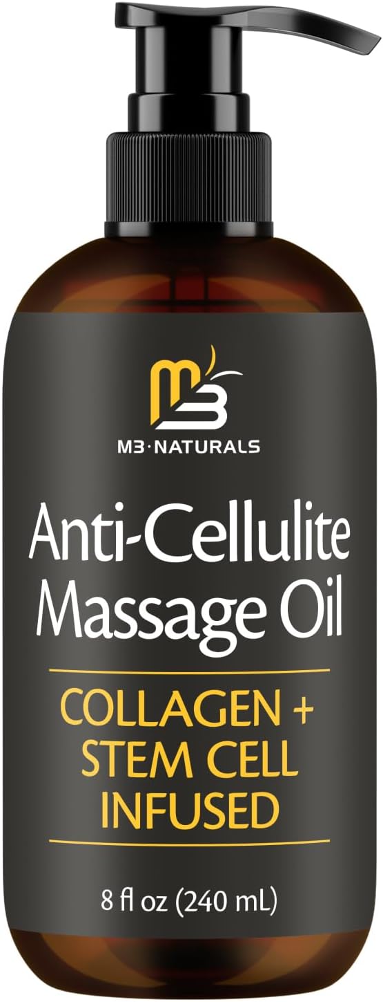 Firming Body Massage Oil with Collagen & Stem Cell – Helps Smooth the Appearance of Cellulite & Improve Skin Texture – Refreshing Aromatherapy Body Oil for Legs & Full Body – 8 Fl Oz by M3