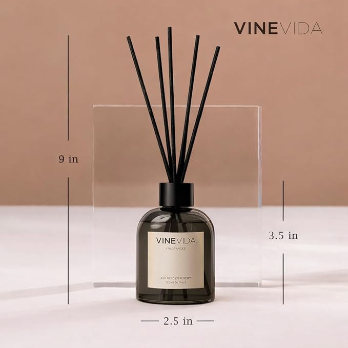 VINEVIDA Reed Diffuser Cooling Eucalyptus | Diffuser Reed for Home & Bathroom | Long-Lasting Scent Sticks Set | Oil Stick Diffuser | Bathroom Scent
