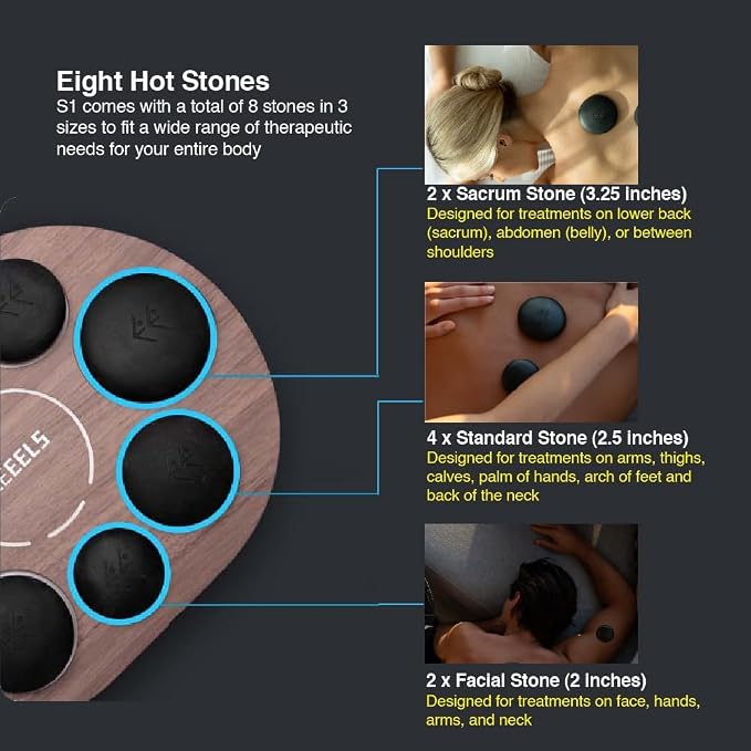 Hot Stone Massage Set with Temperature Control, 8Pcs Basalt Hot Stones Portable Warmer Kit, with Aromatherapy Massage Oil, Home SPA Professional Massage Tool for Muscle Pain Relief, Relaxation