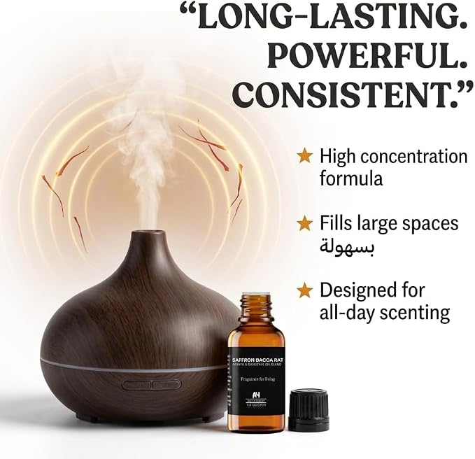 Hotel Diffuser Oil Inspired by The Baccarat Hotel Scent 30mL – Amber Woody Fragrance for Diffuser - Premium Home Fragrance with Saffron and Jasmine - Saffron Essential Oil Glass Bottle with Dropper