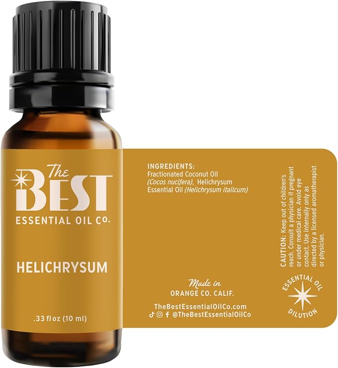 The Best Helichrysum Essential Oil Premium Grade- Diluted in Fractionated Coconut Oil for Aromatherapy, Spa, Massage- 10 ml (.33 fl oz)