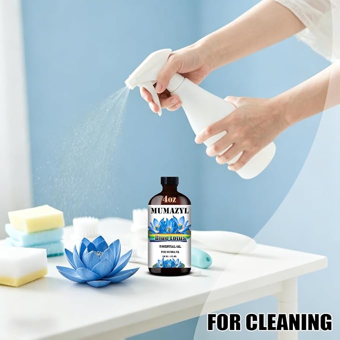 Blue Lotus Essential Oil, Blue Lotus Oil 4 Fl Oz 120ML for Diffuser Humidifier Yoga Cleaning DIY Candle Soap Making MUMAZYL Essential Oils