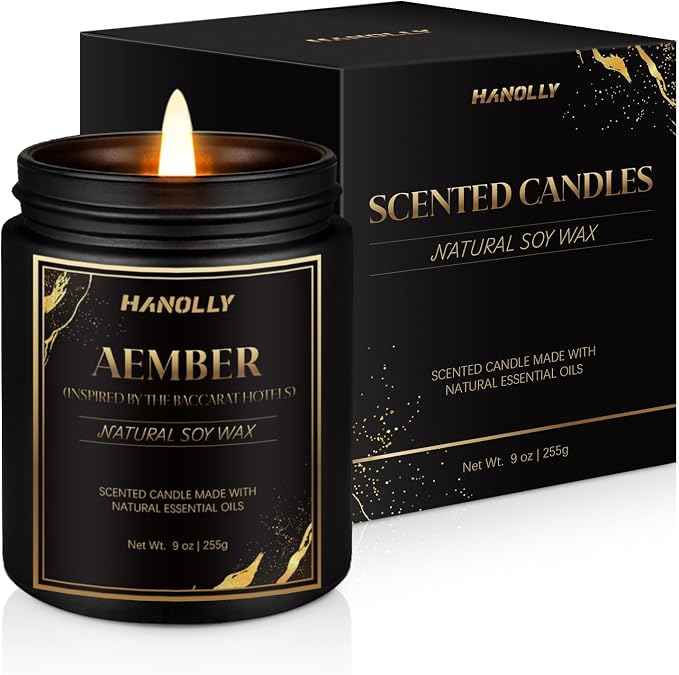 Aember Hotel Candle, 9 oz Scented Candles for Home Soy Candle Wax, Inspired by The Baccarat Hotels, Luxury Long Lasting Aromatherapy Jar Candle Gifts for Men Women