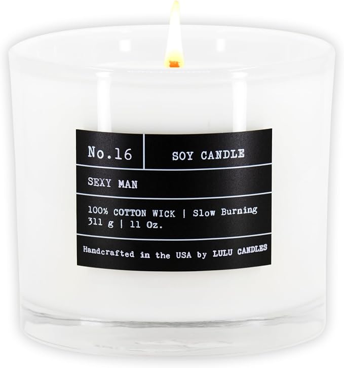 Lulu Candles | Sexy Man| Luxury Scented Soy Jar Candle | Hand Poured in The USA | Highly Scented Long Lasting (11 Oz.)