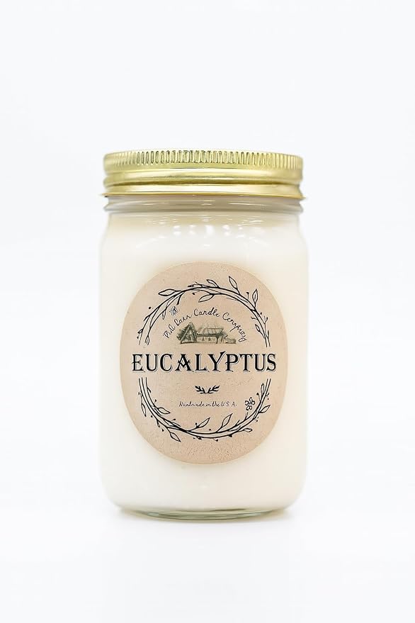 Eucalyptus Aromatherapy Candle 12 oz | 100% All-Natural Soy Wax & Essential Oil Infused | 40+ Hour Burn Time | Pet Safe + Smoke Odor Eliminating | Handmade in U.S.A. | Non-Toxic Candles
