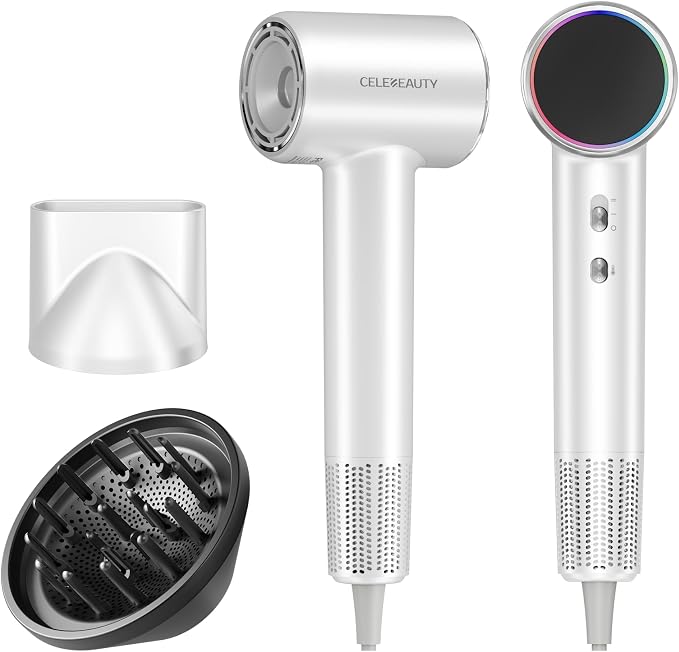 Hair Dryer Blow Dryer with Magnetic Diffuser & Nozzle, 110000 RPM Brushless Motor Ionic Hairdryer for Fast Drying & Frizz Control, Lightweight Low Noise Blowdryer for Home Travel Salon, All Hair Types