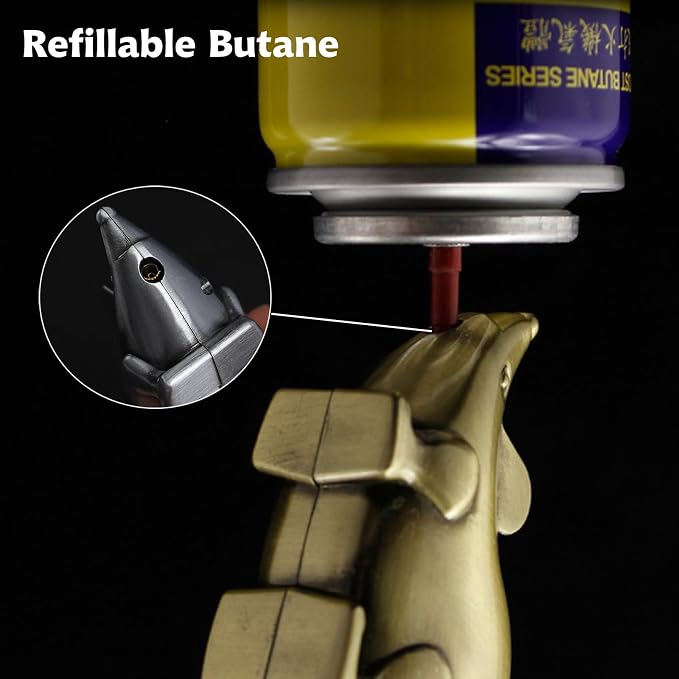 Torch Lighter, Creative Inflatable Butane Lighter, Cool Portable Lighters, Adjustable Soft Flame Lighter, Refillable Butane Lighter for Outdoor Indoor Men Boyfriends Gifts(Without Butane)-Red Copper