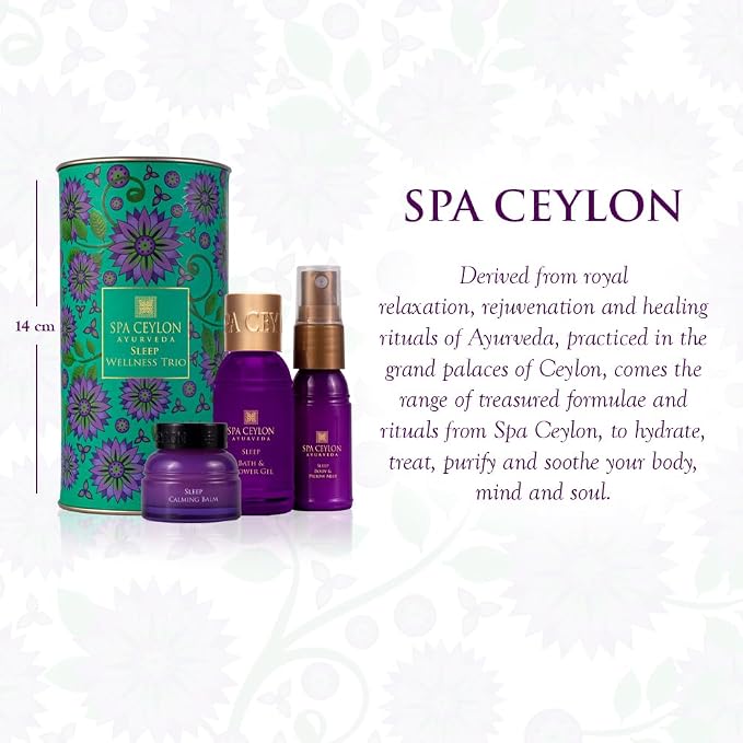 SPA CEYLON Sleep Wellness Trio Set, Restful Spa Essentials for Nourished Skin, Natural Ingredients, Ayurvedic, (Lavender)