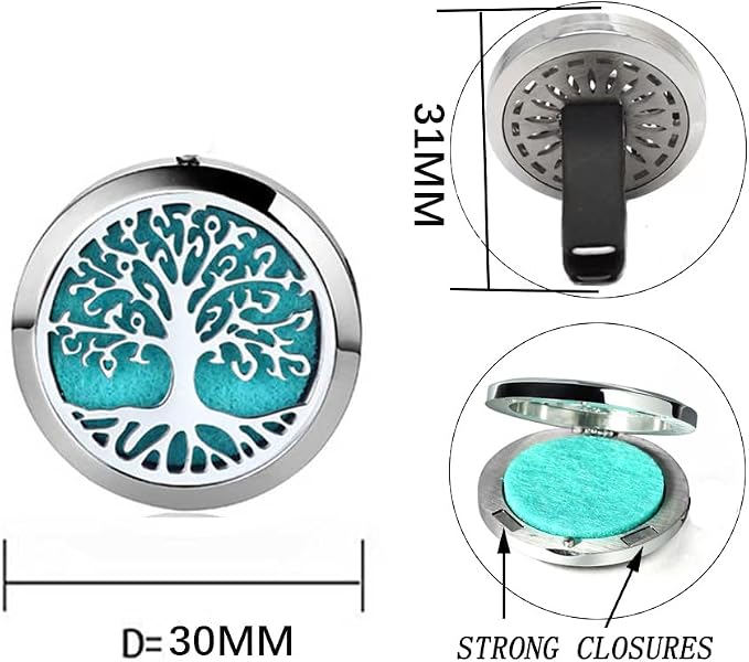 Car Aromatherapy Essential Oil Diffuser Stainless Steel Locket with Vent Clip