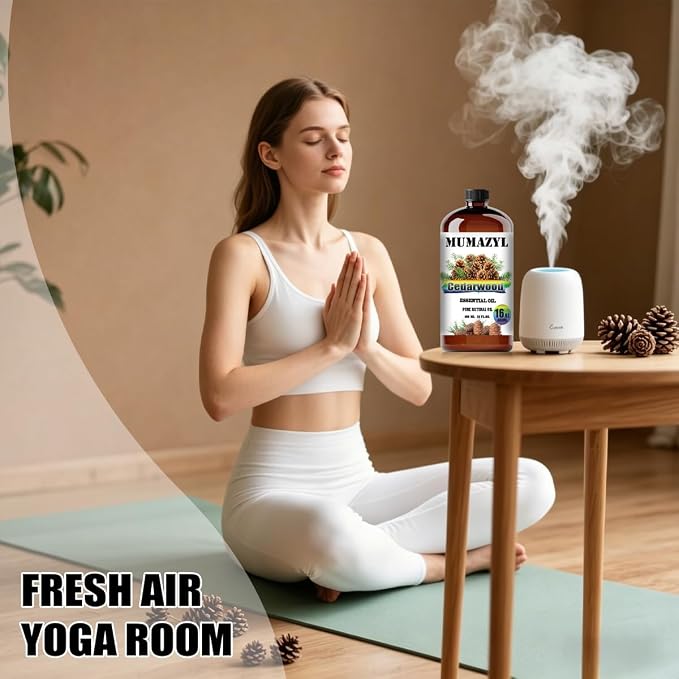 Cedarwood Essential Oil, Cedarwood Oil 16 Fl Oz 480ML for Diffuser Humidifier Yoga Cleaning DIY Candle Soap Making MUMAZYL Essential Oils