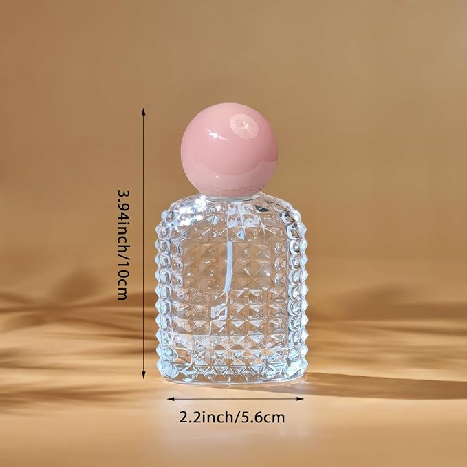 50ml/1.7 Oz Glass Spray Bottle Perfume Atomizer,Vintage Glass Perfume Travel Refillable Spray Bottle Empty with 3 Kinds of Dispenser (Pink)