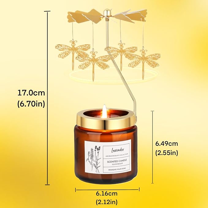 Dragonfly Candle Gifts for Women, Rotatable Lavender Scented Candle Gifts for Mom Wife Anniversary Valentine's Day Christmas, Unique Birthday Gift for Sister Girlfriend with Gift Box