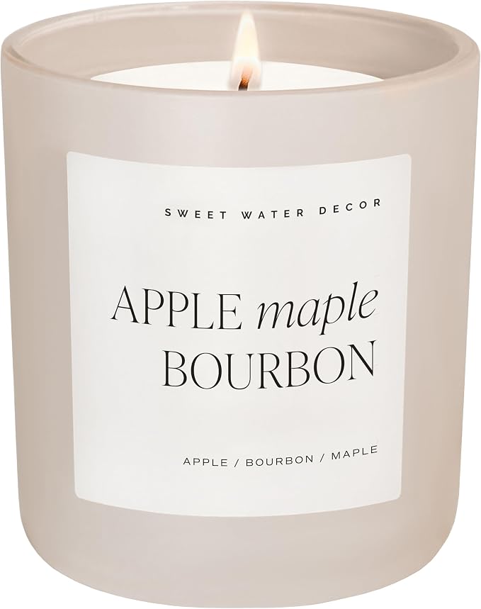 Sweet Water Decor Autumn Candle for Home, Scented - Apple Maple & Bourbon - Long Lasting 70 Hours Burn Time Candle Soy Wax - Decorative Candles Scented for Fall - Designed in USA 15oz
