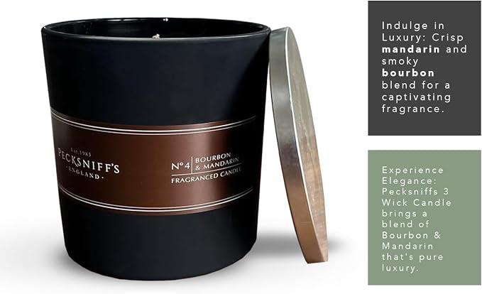 Pecksniff's Bourbon and Mandarin Candle | 3 Wicks, 515g /18.16oz