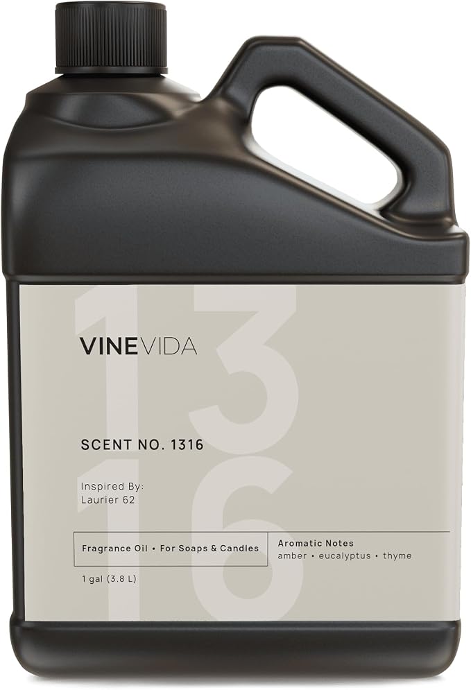 VINEVIDA Scent NO. 1316 Fragrance Oil - 1 Gallon (8lbs) - Inspired by: Laurier 62 Fragrance Oil for Candle Making - Made in USA Candle Scents Scents for Soap Making