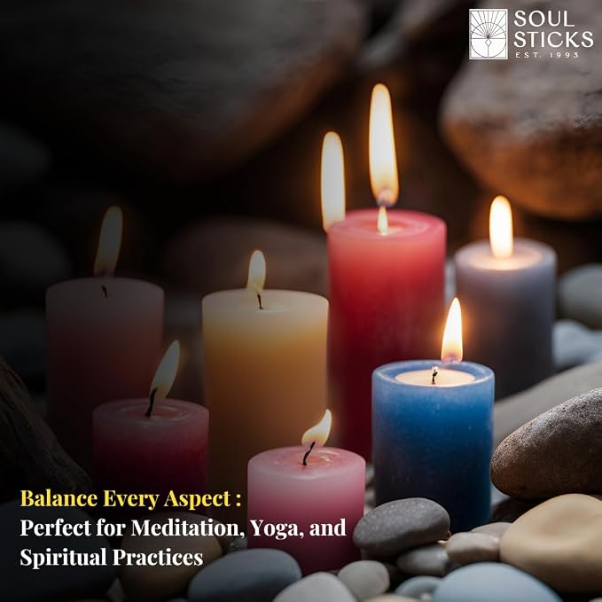 SOUL STICKS 4" Scented Ritual Candles Chime Taper Premium Candles 20 pcs for Rituals, Ceremonies, Meditation, Altar and Spells (7 Chakras)