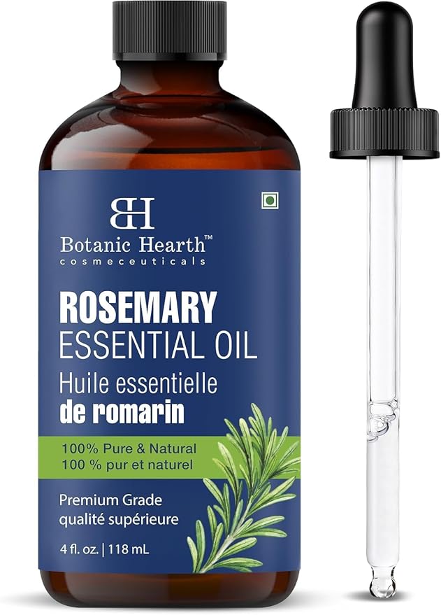 Botanic Hearth Rosemary Essential | 100% Pure and Natural | Premium Grade Essential Oil for Diffuser, Aromatherapy, Soap and Candle Making | Rosemary Oil | With Glass Dropper | 4 Fl Oz