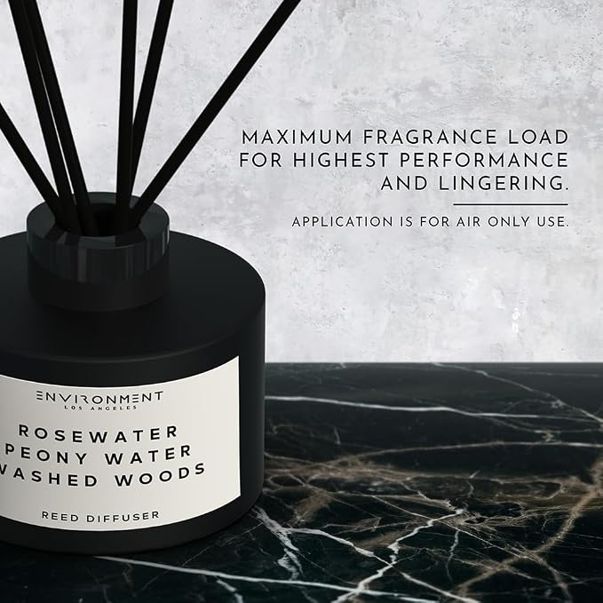 ENVIRONMENT Inspired by Designer Perfume IM L'Eau Reed Diffuser, 200ml Luxury Scented Aromatherapy (Rosewater | Peony Water | Washed Woods) Diffusers for Home, Diffusing Oil, Home Fragrance Product