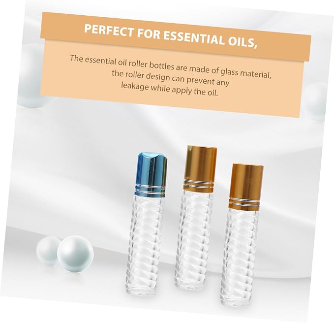 Housoutil 12pcs 5ml Glass Roll on Bottles Refillable Essential Oil Bottles with Caps Portable Mini Kit for Travel and Aromatherapy Use Random Color