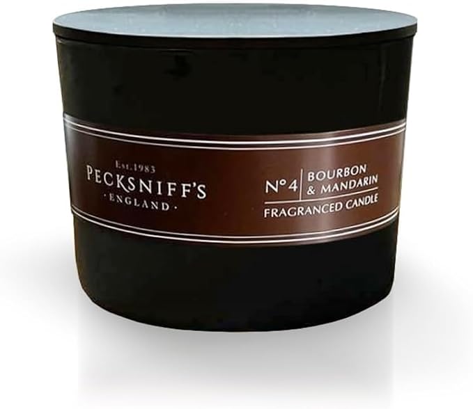 Pecksniffs Black Tall Bourbon & Mandarin Scented Candle | 3 Wicks, 283g/9.9oz