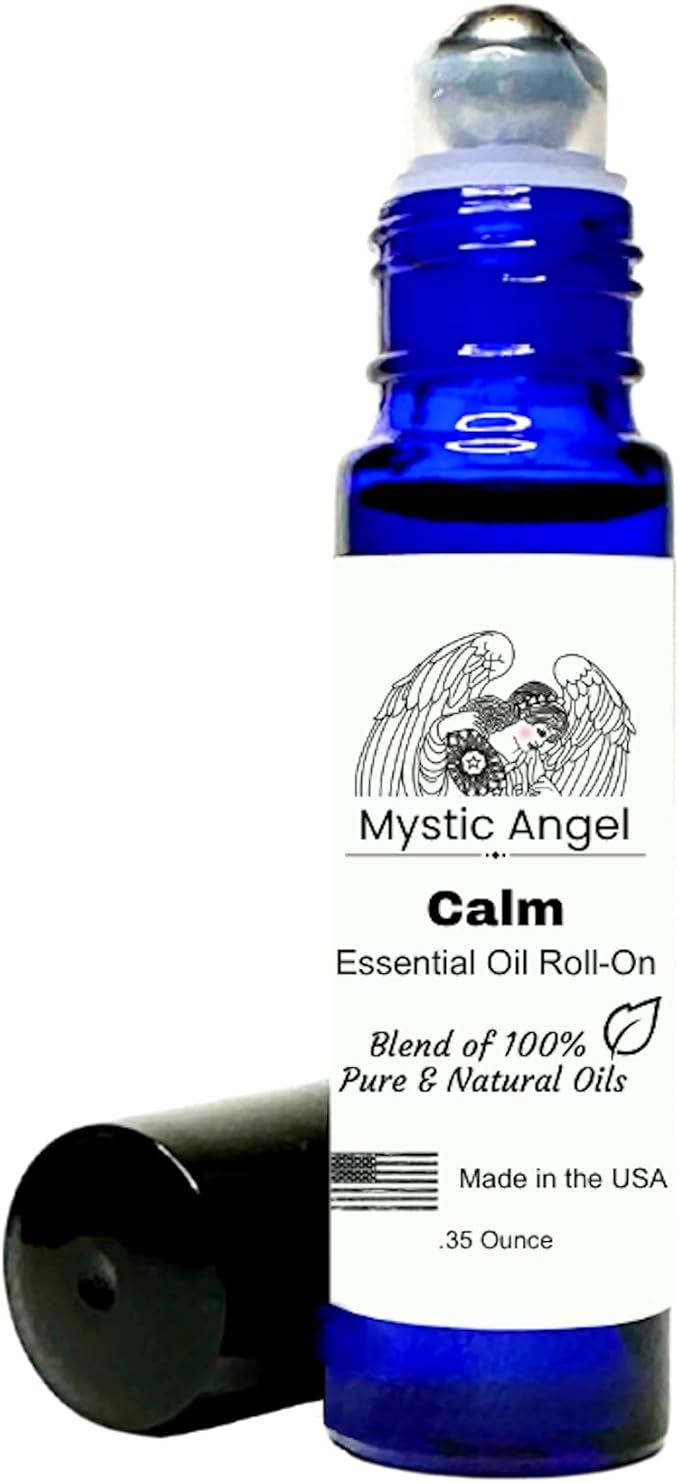 Mystic Angel Calm Essential Oil Roll-On - Therapeutic Blend of Pure Essential Oils for Stress Relief and Busy Minds, Safe for All Skin Types, Made in the USA, .35 Oz.