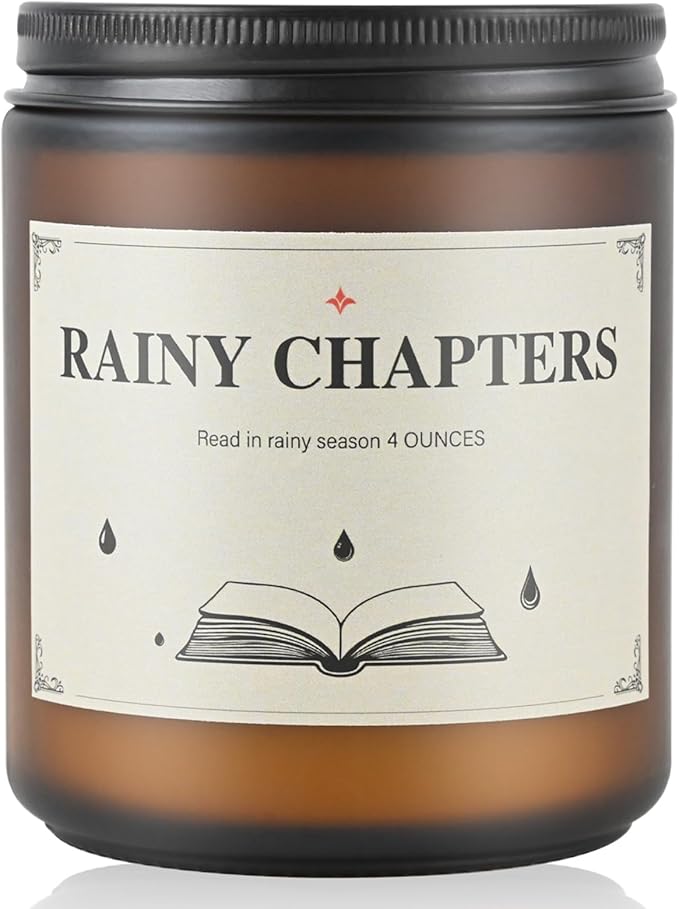 Rainy Chapters Scented Jar Candle - 100% Soy Wax Aromatherapy Candle with Juniper & Cedar Notes, Long-Lasting Fragrance for Home, Relaxation Romantic Ambience (4oz, 20-Hour Burn Time)