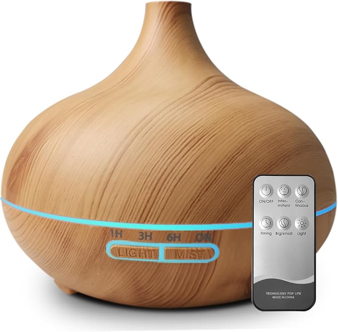 Large Capacity Essential Oil Diffuser,Ultrasonic Diffuser,550ml Humidifier for Home Decor,7 Color LED Light with Waterless Auto-Off (Light)