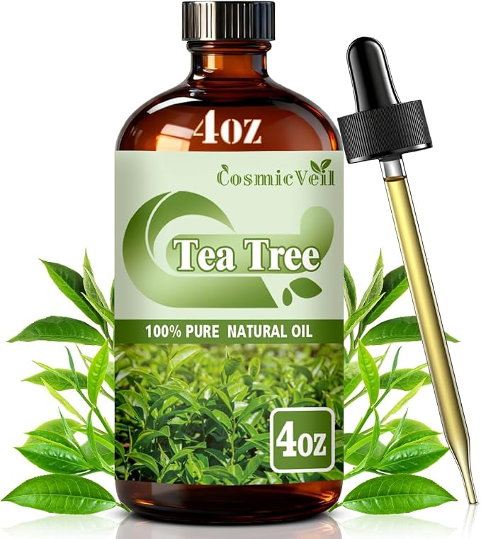 Tea Tree Essential Oil Tea Tree Oil for Aroma Diffuser,Humidifier,Home Fragrance,Cleaning,Body Care,Massage,Yoga,DIY Candle,DIY Soap CosmicVeil（Tea Tree，4 Fl Oz (Pack of 1)）