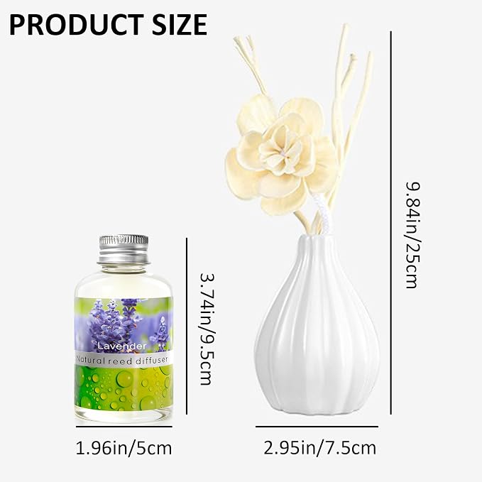 Reed Diffuser Set, Home Fragrance & Decorative Diffuser, Dried Flower Aromatherapy Oil Set, Oil Diffuser Sticks, Ceramic Bottle 5.07 oz(150ml) /1 Pack (JasmineBouquet)
