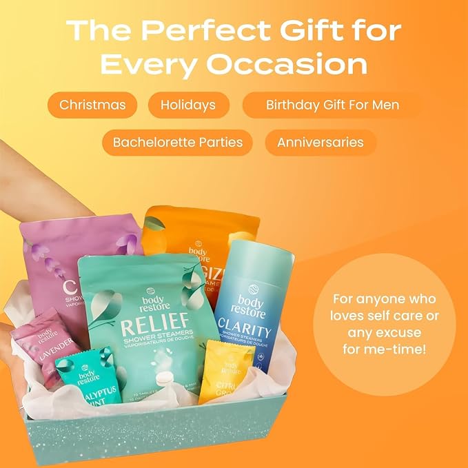 Body Restore Shower Steamers Aromatherapy 15 Pack – Fathers Day Gift for Dad, Birthday Gifts for Women & Men, Spa Stress Relief & Relaxation Self Care Gifts – Premium Citrus Essential Oil Tablets