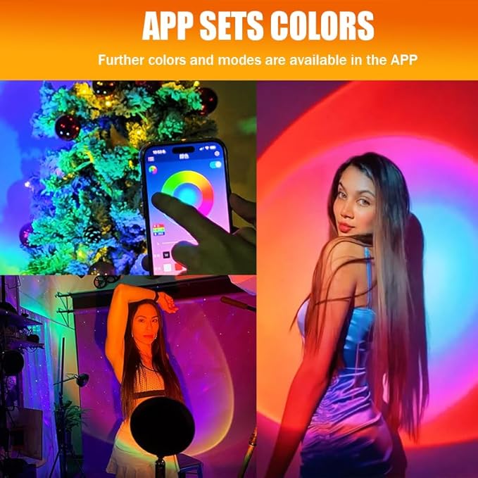 JIMEI Sunset Lamp Projector Led Lights for Bedroom Night Light RGB Lights Sun Sunlight Sunrise Lamp Mood Lighting Home/Room Decor Gifts for Women,Tabletop Multicolor