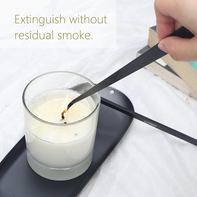 Candle Accessory Set Candle Wick Trimmer Candle Wick Dipper Candle Snuffer Storage Tray 4 Packs Candle Care Kit Gift for Candle Lovers(Black - CAB3)