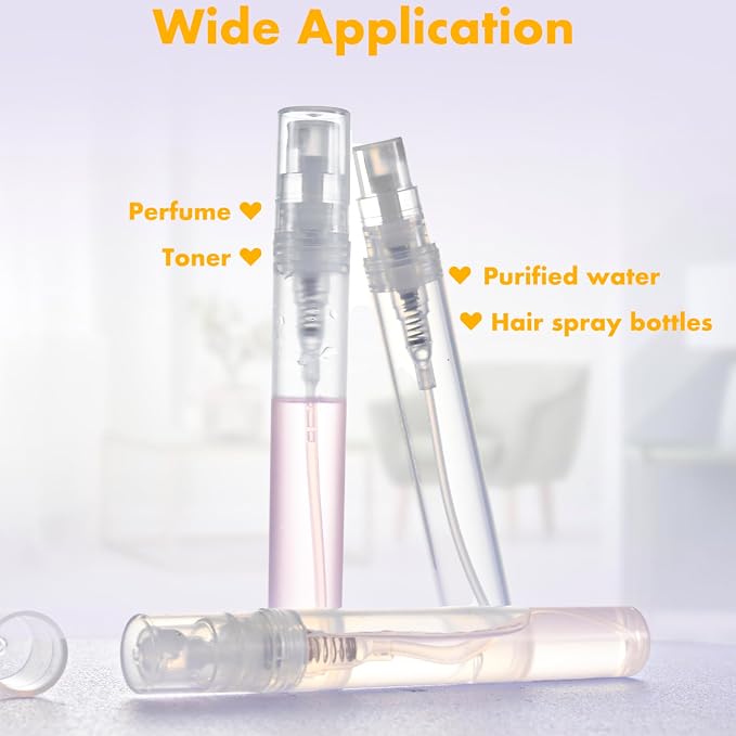 Chiallco Mini Perfume Sample Bottles, 10 Pack 5 ml Plastic Small Perfume Spray Bottle, Fine Mist, Portable Perfume Travel Refillable Bottle, Upgraded atomizer sprayer for perfume, Clear