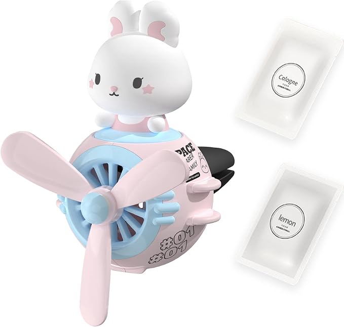 Pilot Rabbit Cute Car Diffuser - Rotating Propeller Cartoon Automotive Air Outlet Fan Creative Car Perfume Decoration - Automotive Air Fresheners