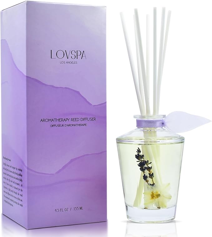 Reed Diffuser Set, Sleep Lavender Vanilla Scented Oil Diffuser with Sticks, Home Fragrance Accessories for Bathroom Shelf Decor, Aroma Diffusers for Home or Office Desk, USA Made