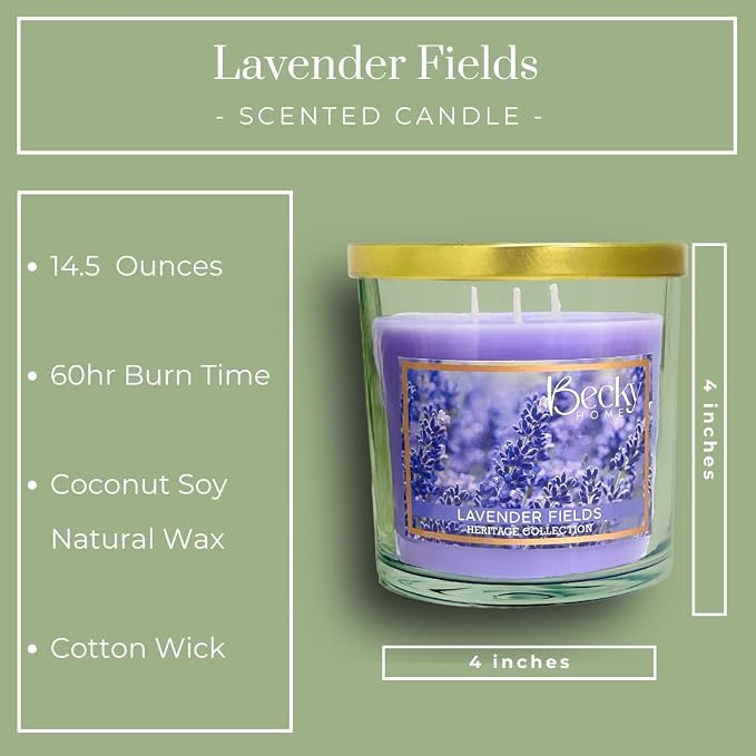 14.5oz Lavender Scented Candles for Home, 60 Hrs Soy Wax Candle for Stress Relief and Meditation House Aromatherapy Candle Gifts for Men and Women